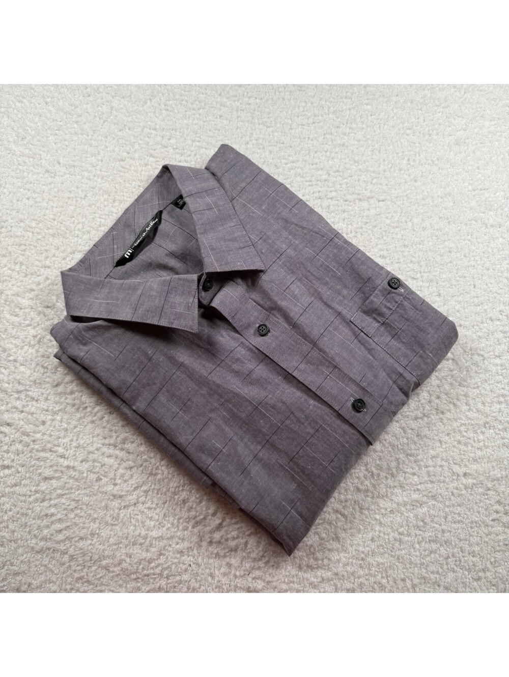 TravisMathew Men XXL Gray Short Sleeve Button Down Shirt Geometric Golf